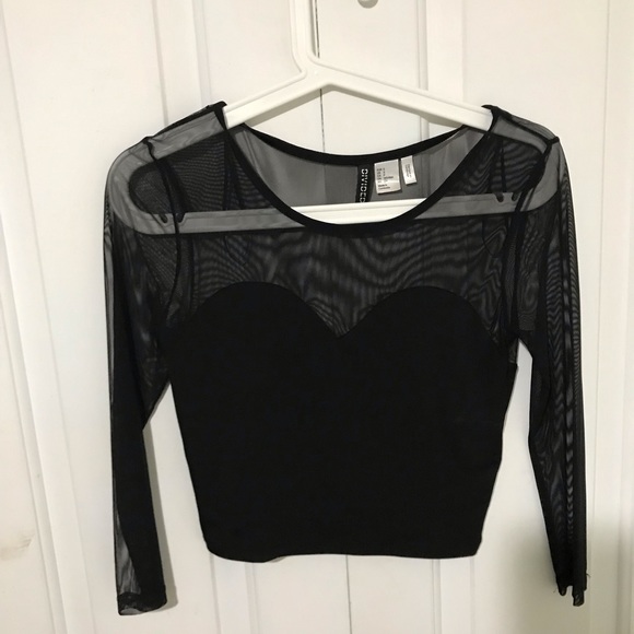 H&M Tops Black Sheer Crop Top Poshmark